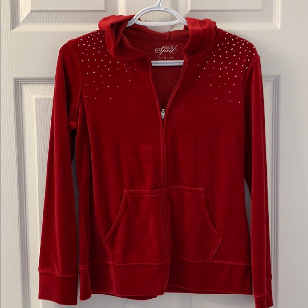 Style & Co Red Velvet Hoodie S